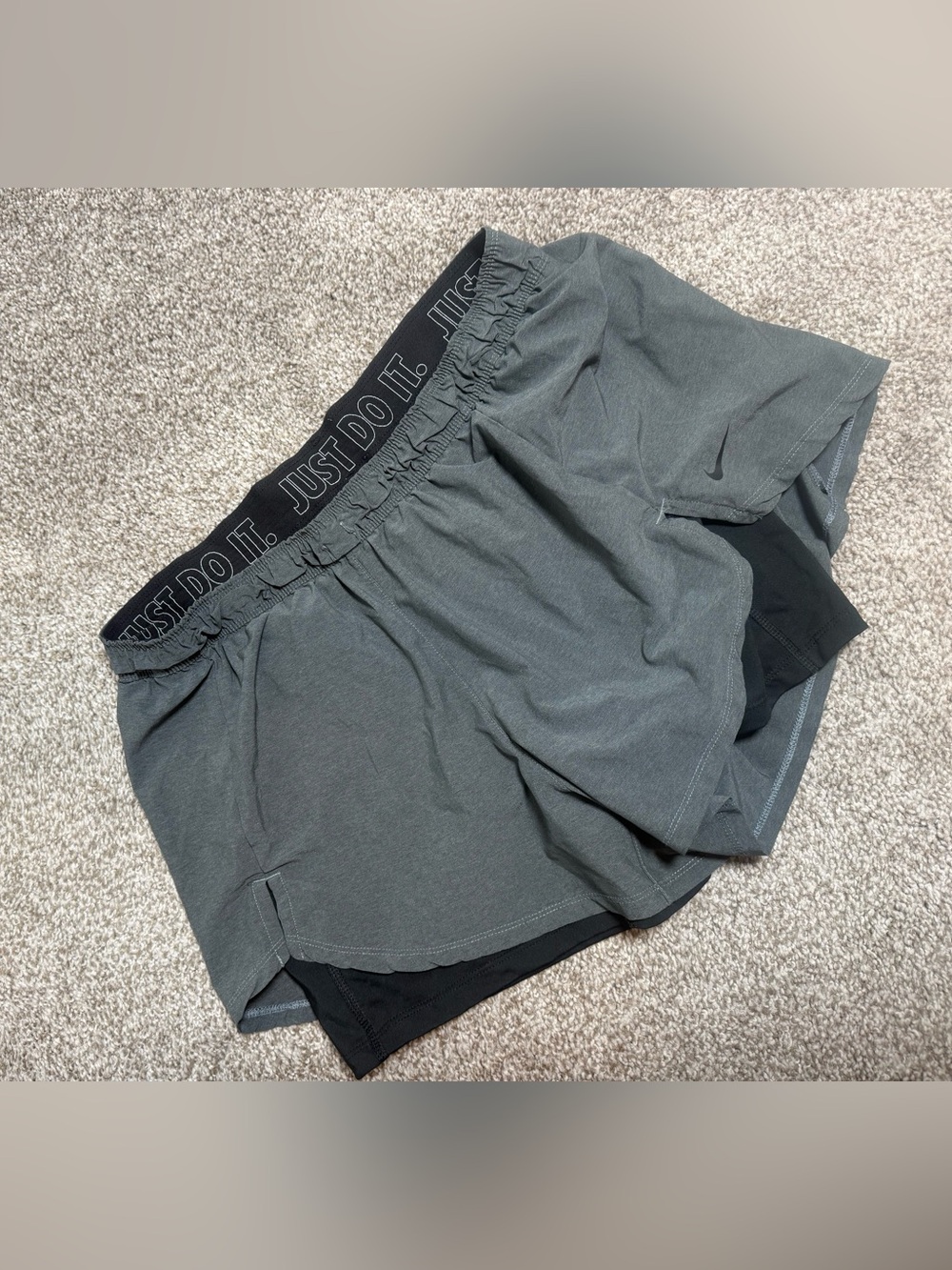Nike Women's Gray Layered 'Just Do It.' Athletic Shorts